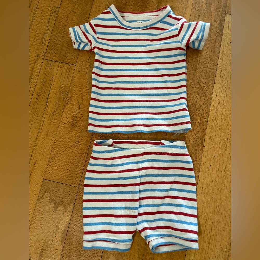 Baby GAP Kids Pajama Set - Red, Blue, White Stripes organic cotton